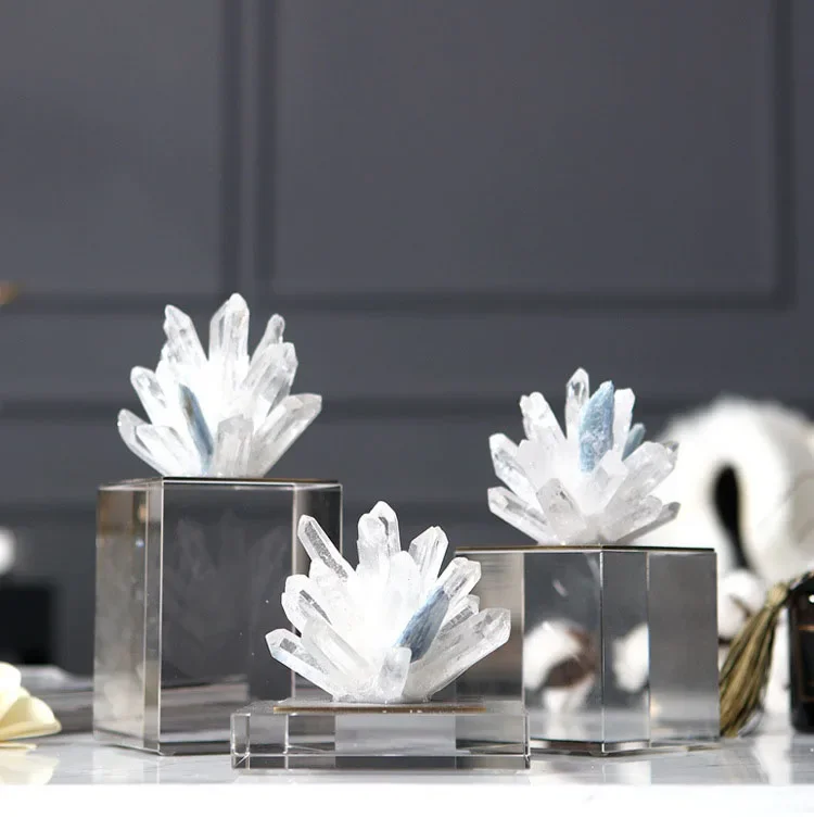 

Agate Stone Transparent Crystal Crafts Sculpture Gold-plated Crystal Marble Ornaments Living Room Furnishings Desk Decoration