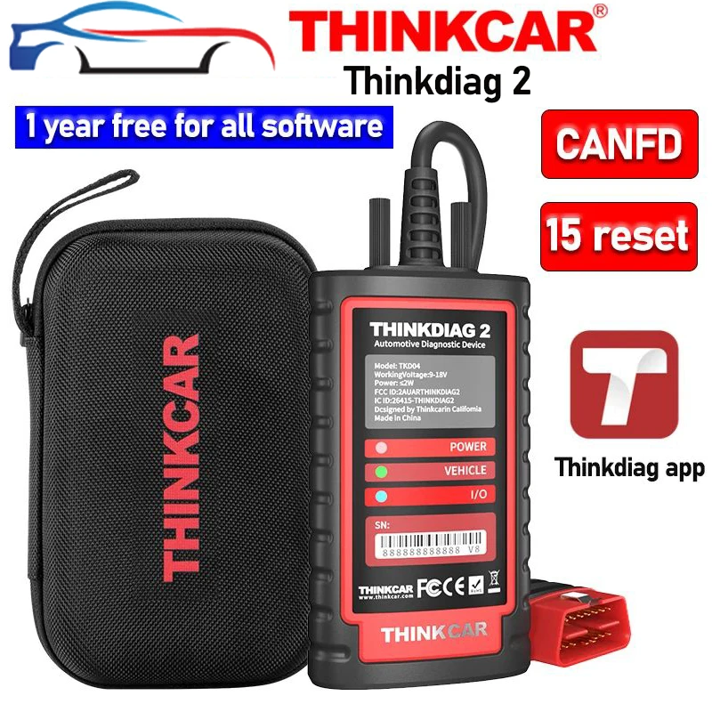 ThinkDiag 2 ALL software 1 Year Free Update Auto Diagnostic tool support CAN FD ECU Coding Active Test 16 reset OBD2 Scanner