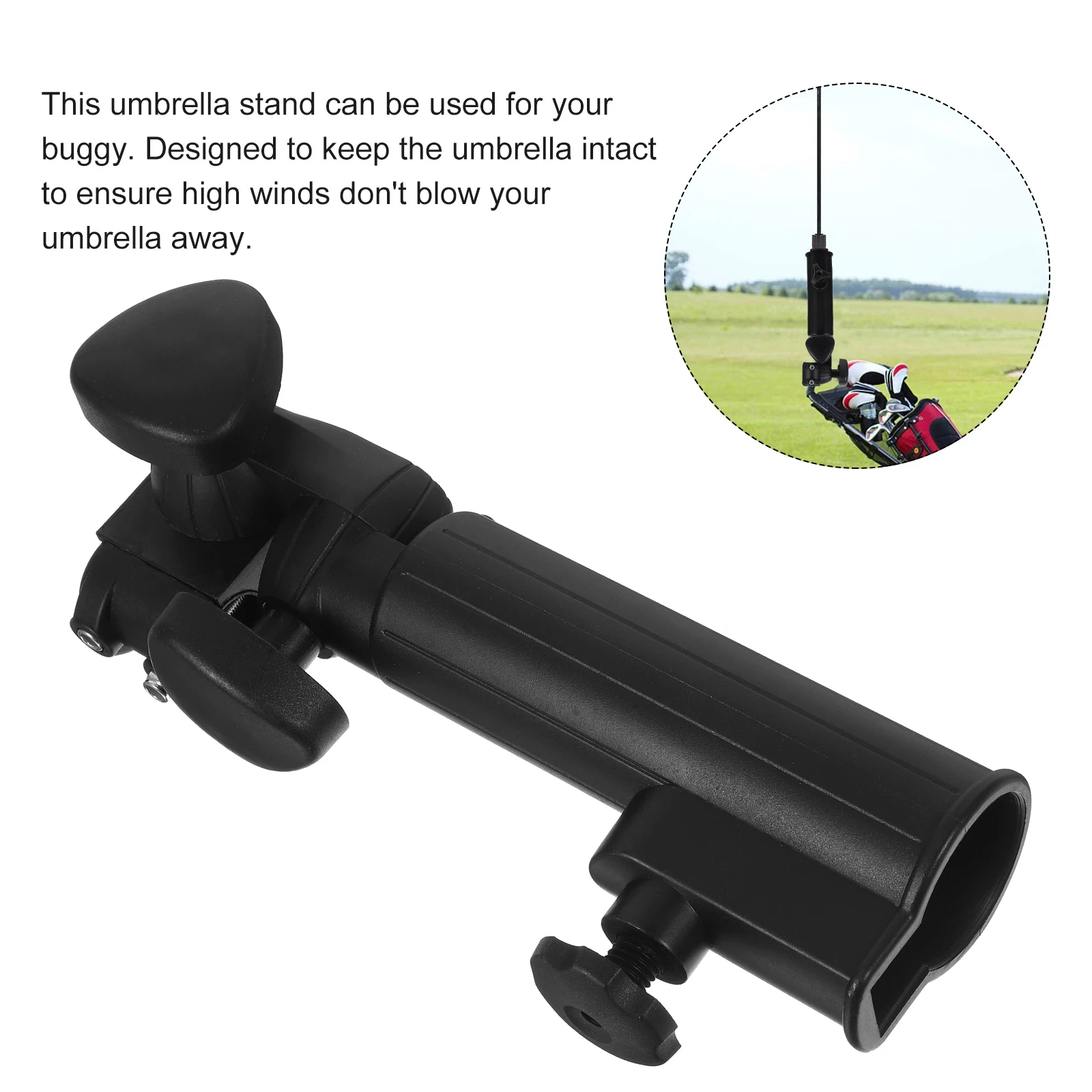 

Plastic Umbrella Stand for Cart Holder Durable Clamp Suitable Round Handle Stroller Bracket Bike Trolley Golf Practice