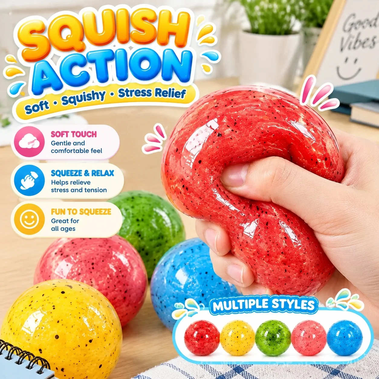 Cross Border Wholesale Watermelon Smoothie Handmade Ball Potato Mud Kiwi Sandy Sound Stress Relief Slow Rebound Squishy Toy
