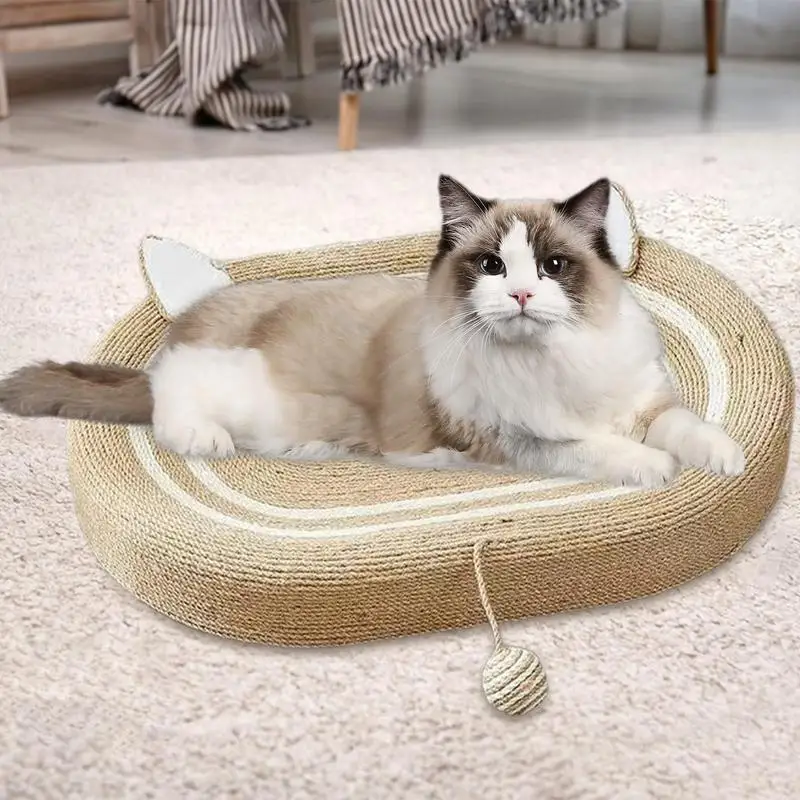 Cat Scratching Pads Oval Scratcher Pad With Ball Toys Woven Cat Toys Cat Scratcher Cat Nest And Cat Scratching Box Pet Supplies