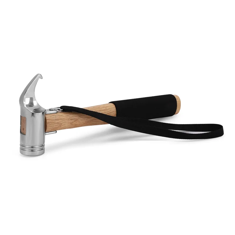Ground Nail Hammer, Outdoor Sponge Solid Wood Hammer, Multifunctional Camping Tool, Tent & Canopy Nail Puller