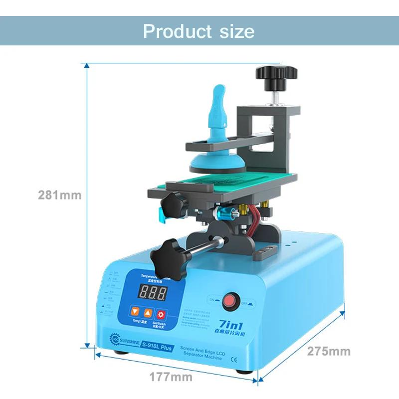 SUNSHINE S-918L Plus 7 in 1 Edge Flat LCD Screen Separator Multifunctional Screen Frame Separator Heating Platfrom