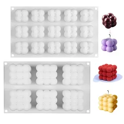 6/15 Cavities Mini 3D Cube Baking Mousse Cake Mold Dessert Molds DIY Candle Plaster Silicone Mould Handmade Soap Making Supplies