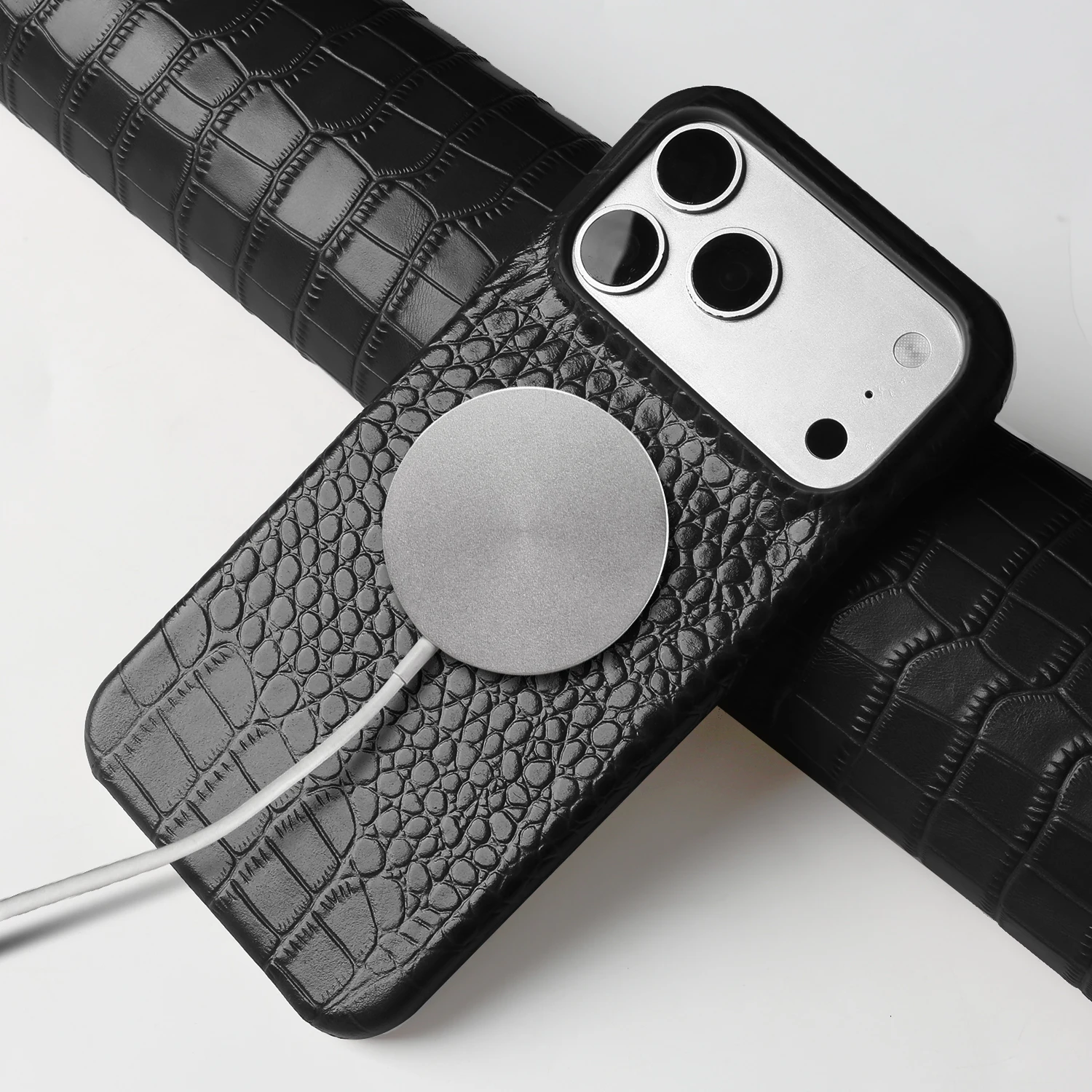 Genuine Leather Magnetic Case Crocodile Pattern for IPhone 18 Pro Max 17Air 16 15 14 13 12 11 Wireless Charging Protective Cover