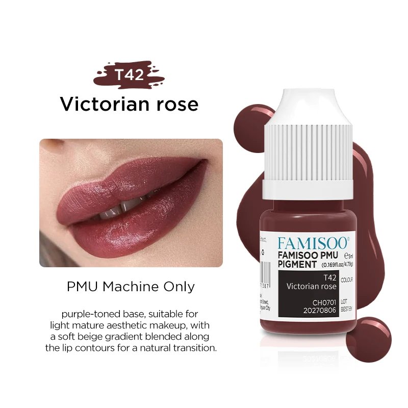 FAMISOO 5ML Europe Hot Selling 9 Colors Lip Tattoo Ink for Semi Permanent Makeup Eyebrows Microblading Pigment Tattoo Supplies
