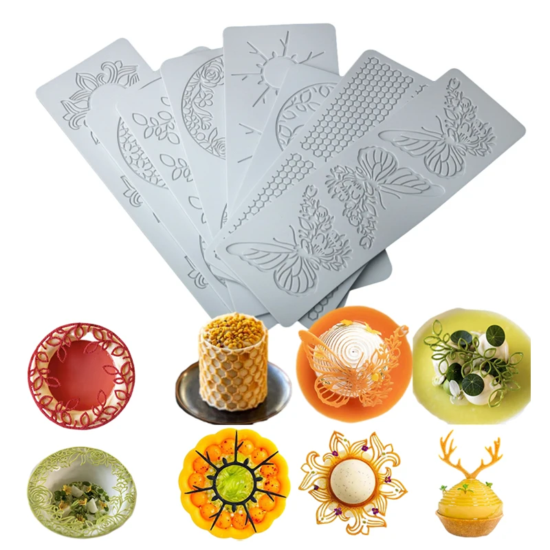 SHENHONG Leaves Honeycomb Flowers Sugar Craft Silicone Pad Crispy Chip Decoration Silicone Lace Mat Chocolate Fondant Moulds