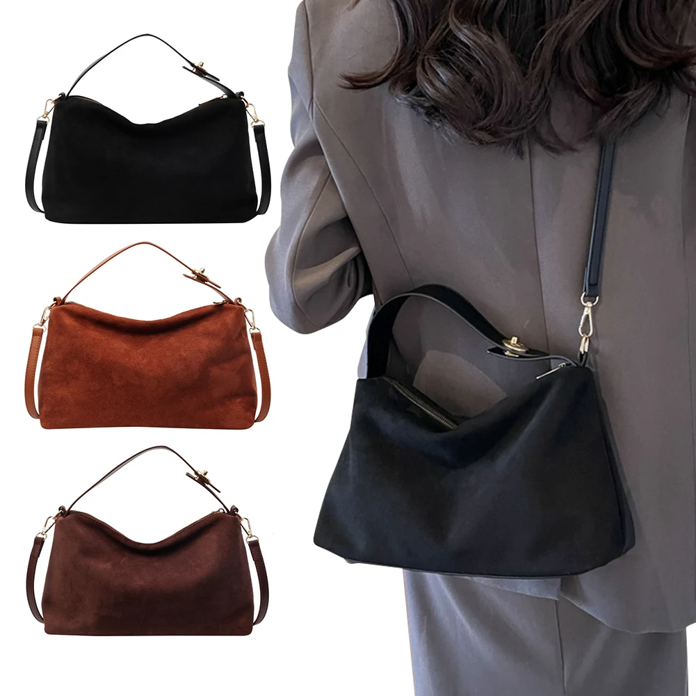 

Women Suede Crossbody Bag With Inner Pocket Shoulder Bag Adjustable Strap Satchel Purse Clutch Purse for Work Travel