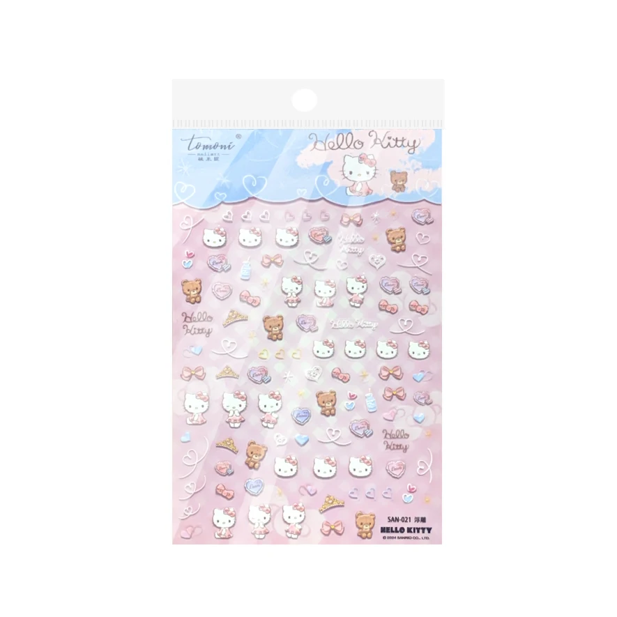 1 PCS Ins Style Sanrio Nail Stickers Pastel Cute Cartoon Character Decals Ultra Thin Clear Base Hello Kitty Daily Manicure Decor