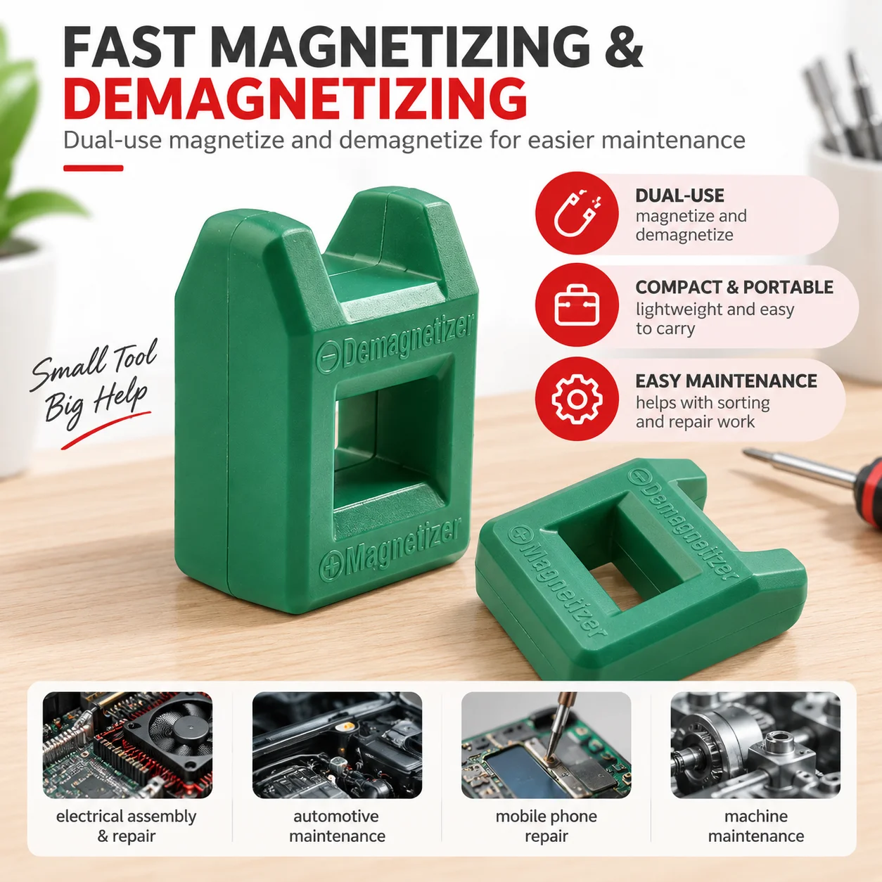 Driver Bit 2 in 1 Professional Screwdriver Pickup Tool for Screw Magnetizer Drill Demagnetizer Parts Hand Magnetizing Tips