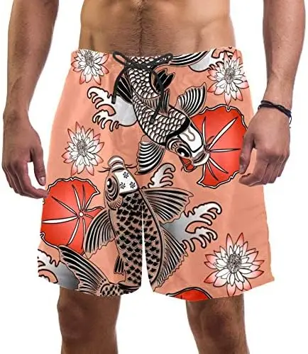 

kewing Men's 3D Printed African Wall Painting Pattern Beach Board Shorts Quick Dry Swimming Trunks with Loose Fit Swim Shorts