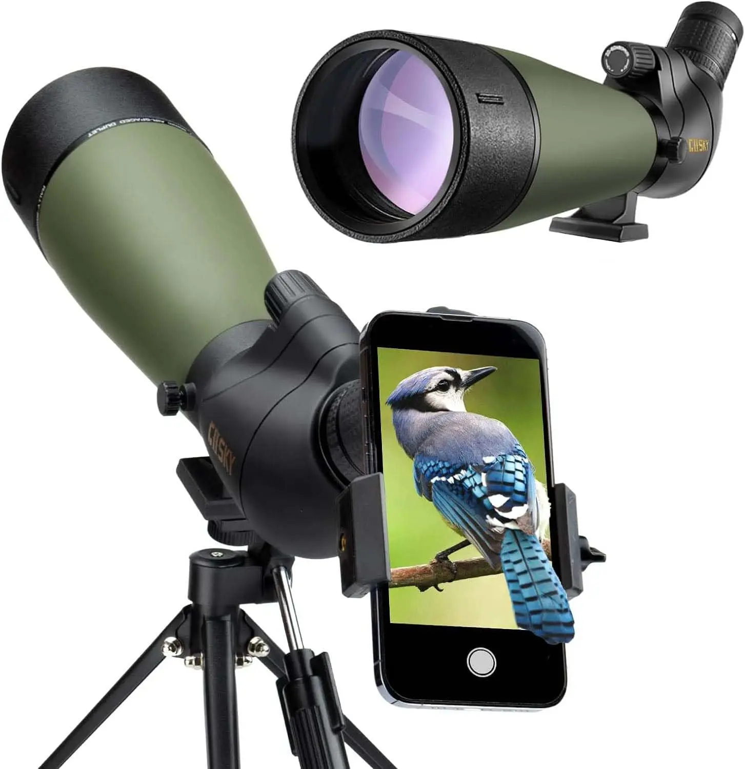 Updated 20-60x80 Spotting Scope with Tripod, Carrying Bag - BAK4 Angled Scope for Target Shooting Hunting Bird Watching Wildlife