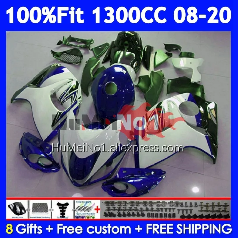 Fairing For SUZUKI GSXR White blue 1300 Hayabusa GSXR-1300 127No.75 GSXR1300 2008 2009 2010 2011 2012 2013 14 15 16 17 18 19 20