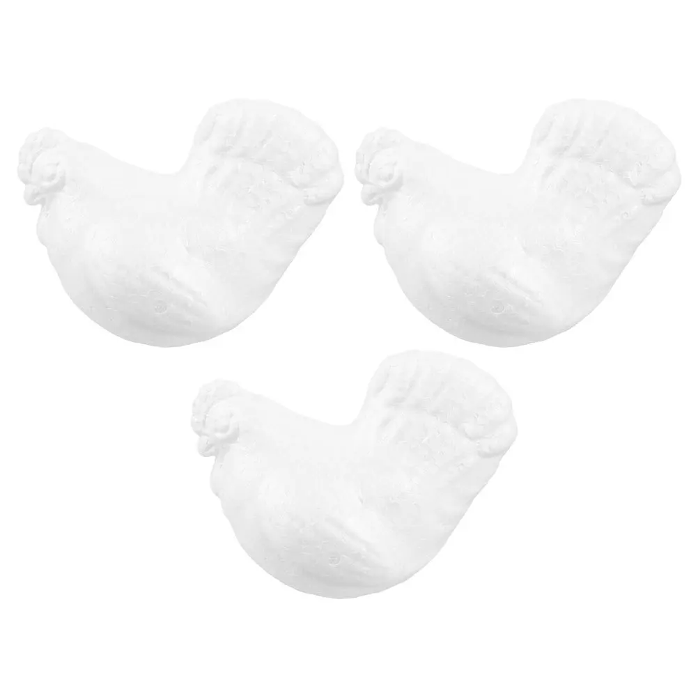 3Pcs Foam Chicken Animal Ornaments Rooster Painting Craft Set for Children's DIY Home Decor Party Festival Miniature Chickens