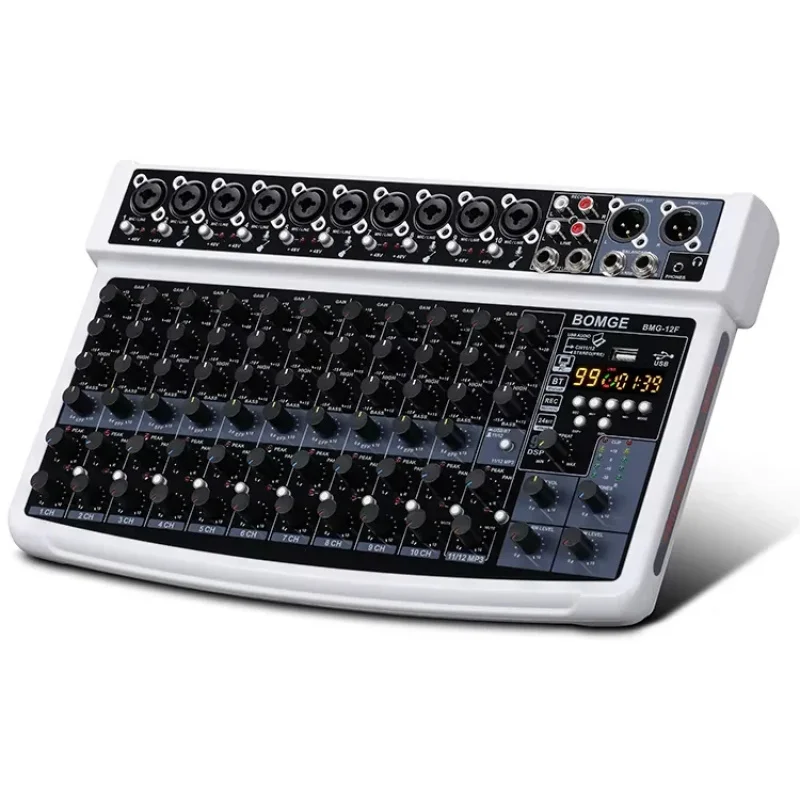 12-Channel USB Audio Mixer with Bluetooth Built-in 99 DSP Effects Mixing Console for Studio Stage Live Streaming N
