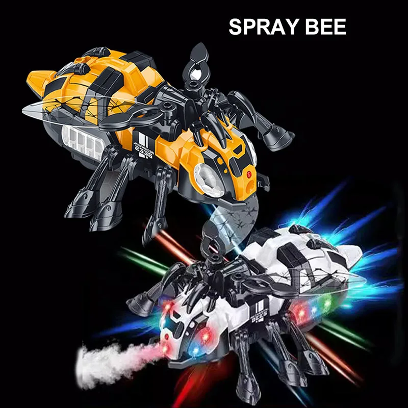Electric Mechanical Universal Wheels Bee Simulated Spray Crawling Inserts with Lights And Music Children Boys Toy Gift