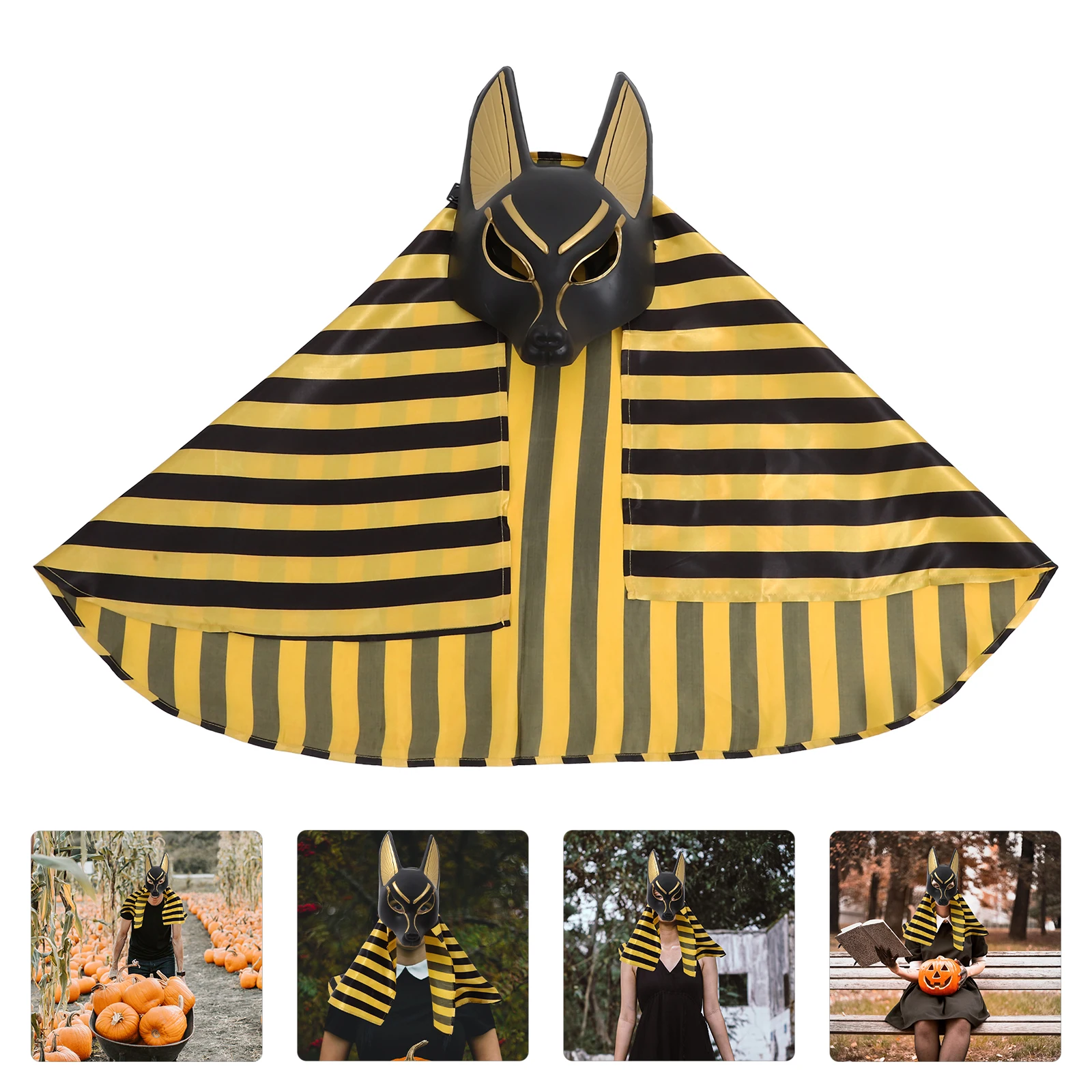 

1 set 1 Set Anubis Egyptian Halloween Cosplay Kerchief Mardi Gras Venetian Masquerade Party Costume Mask Retro Vintage Mask For