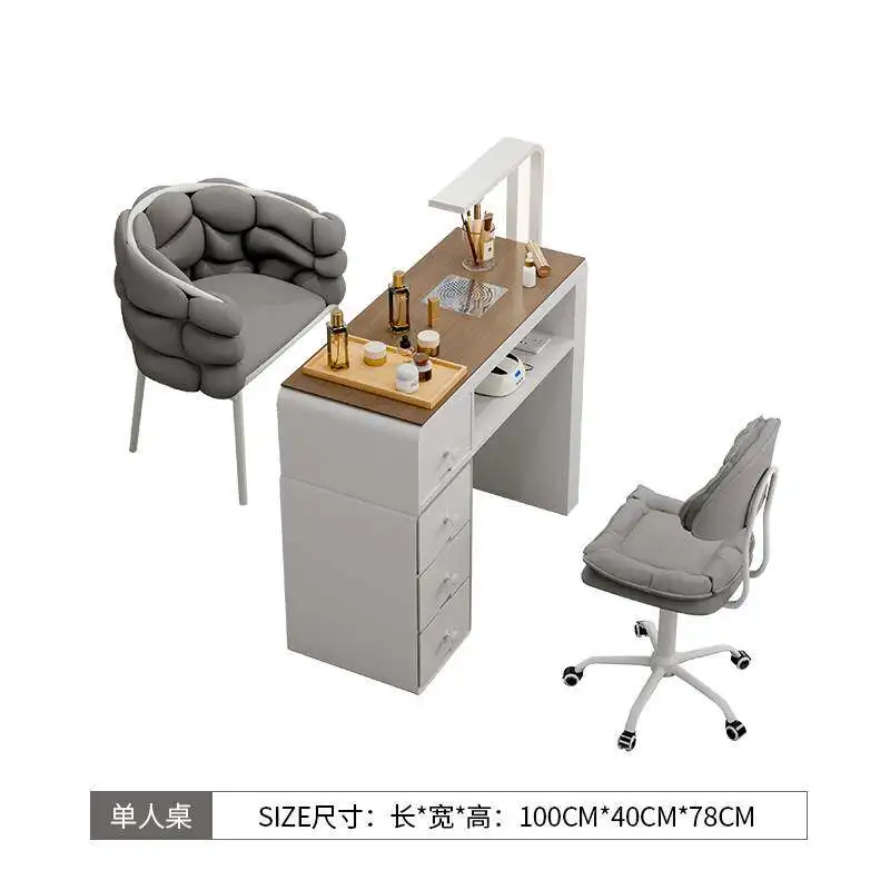 yjq New Chinese Multifunctional Nail Salon Table and Chair Set Single and Double Manicure Table with Vacuum Cleaner 5
