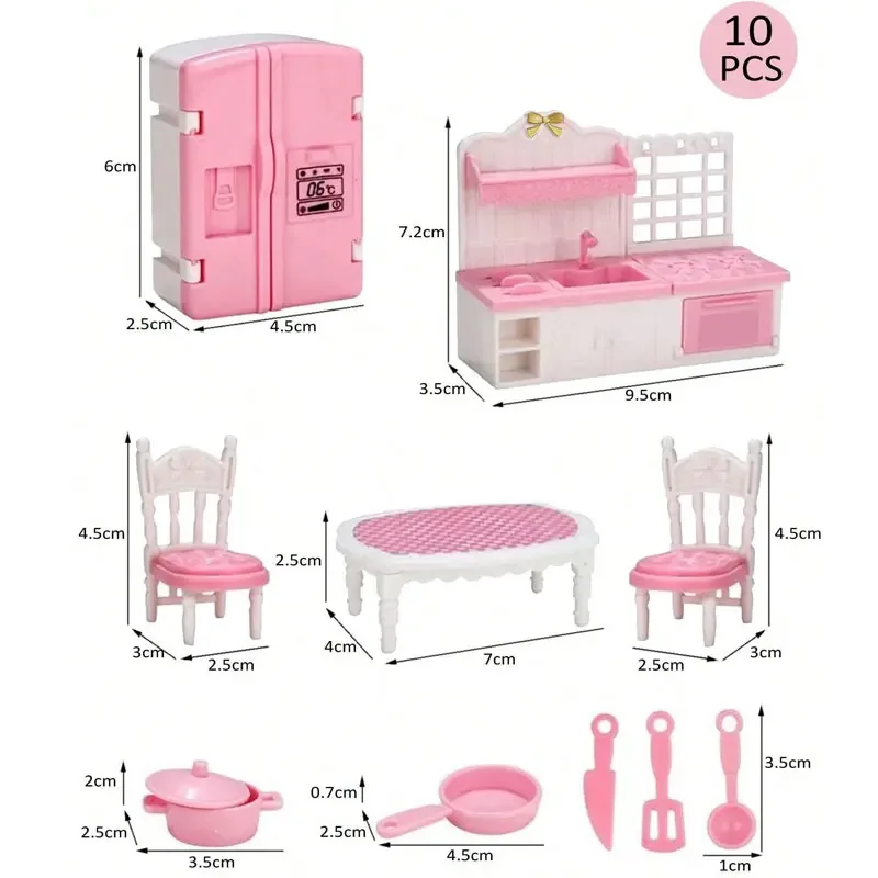 Akcesoria do mini domku dla lalek dla dzieci udawaj, że bawisz się zabawkami scena rodzinna sypialnia kuchnia urodziny świąteczny prezent dla dzieci