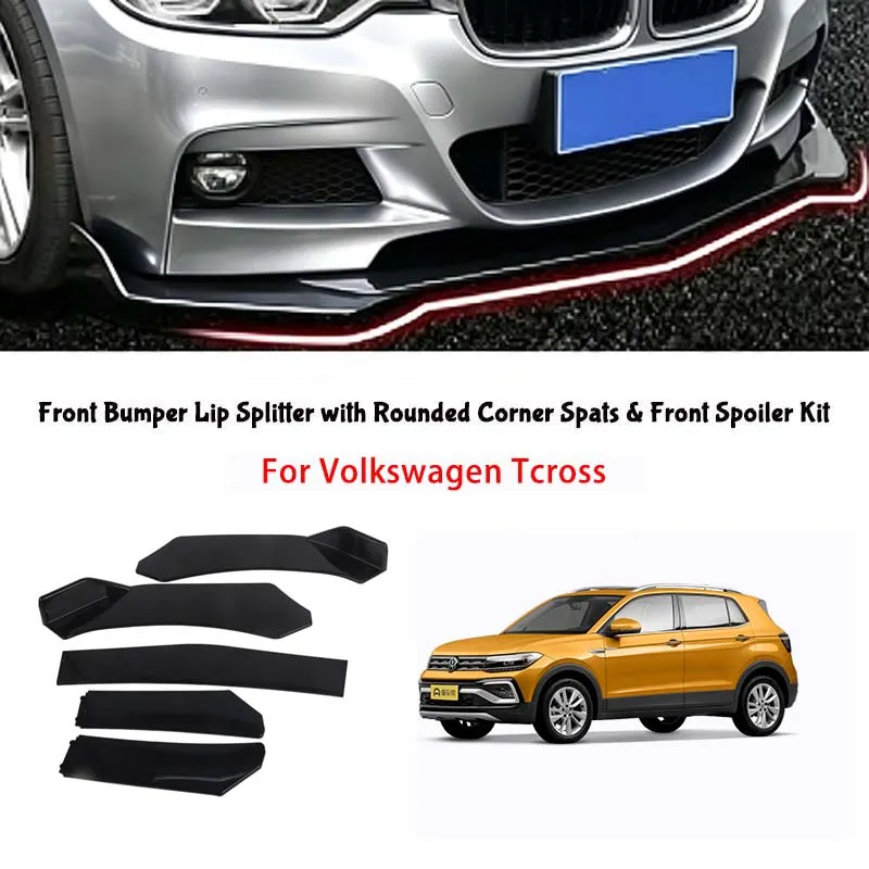 5-Segment Adjustable Front Bumper Lip Splitter Body Kit For Volkswagen Tcross body kits