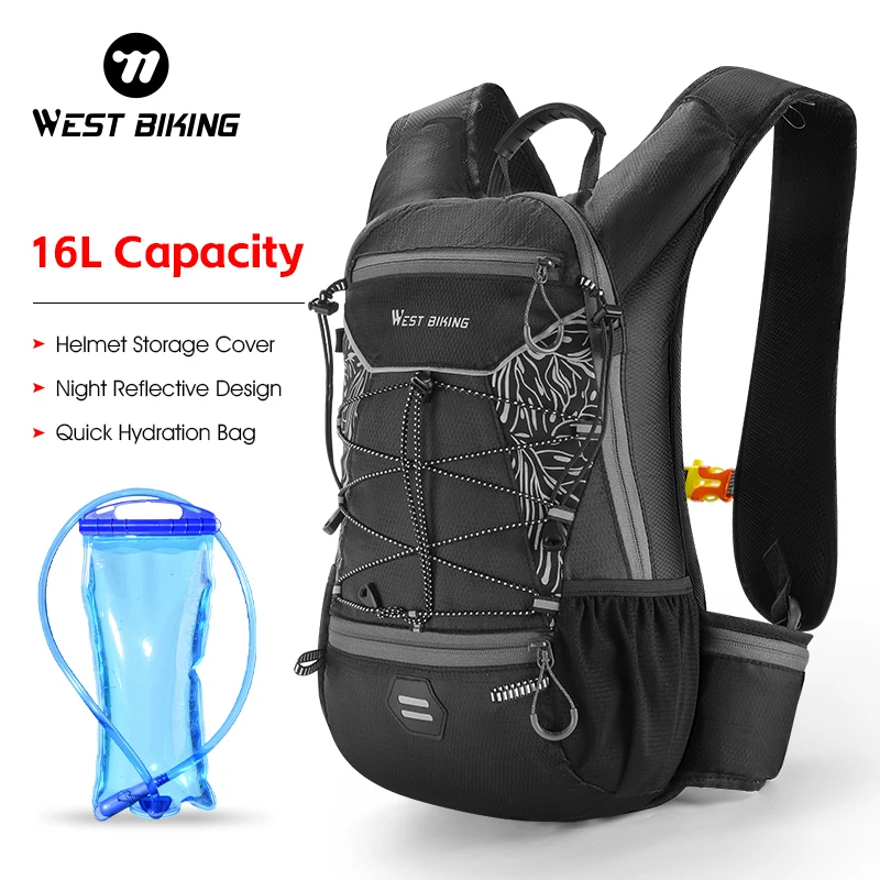 

WEST BIKING 7L/16L Cycling Backpack Breathable Reflective Outdoor Climbing Hiking Hydration Backpack Bike Helmet Storage Bag