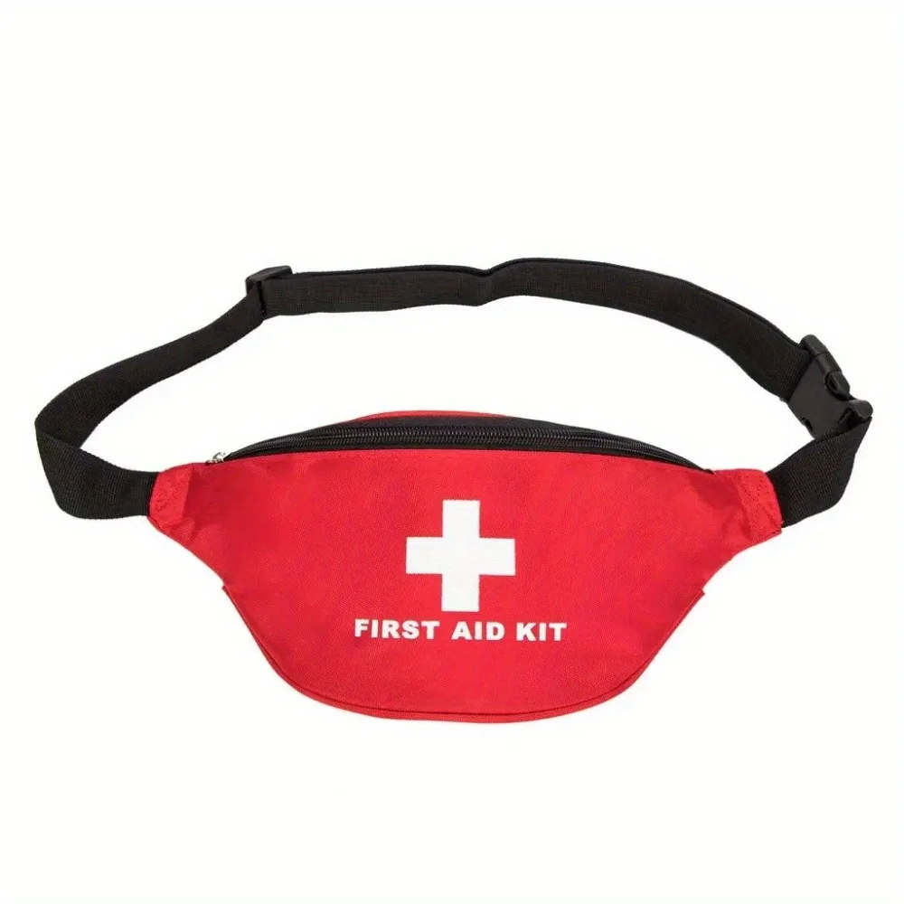 First Aid Fanny Pack Medical Storage Red Travel Rescue Waist Bag Empty Pouch Compact Survival Medicine Pocket Container