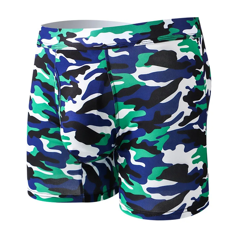 

Mens Long Leg Underwear Boxer Briefs Camo Anti Chafing Fly Front Sports Workout Shorts Moisture Wick Tactical Ropa Interior