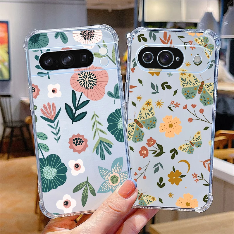 P ixel 8 Pro Spring Flowers Transparent Phone Case For Google Pixel 9Pro 8A 6A 6Pro 8Pro 9 7Pro 9ProXL 7A 6 8 7 Cover