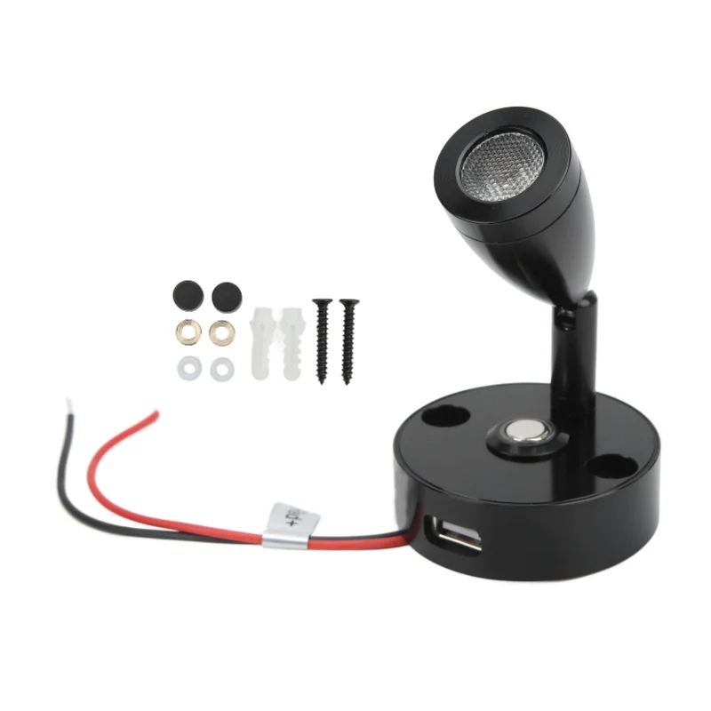 

Светодиодная лампа для чтения для автодомов с сенсорным диммером, 3 цвета освещения, с USB-портом для зарядки, 12-24В, 3Вт, для кемпинговых прицепов, яхт, с никелированным покрытием