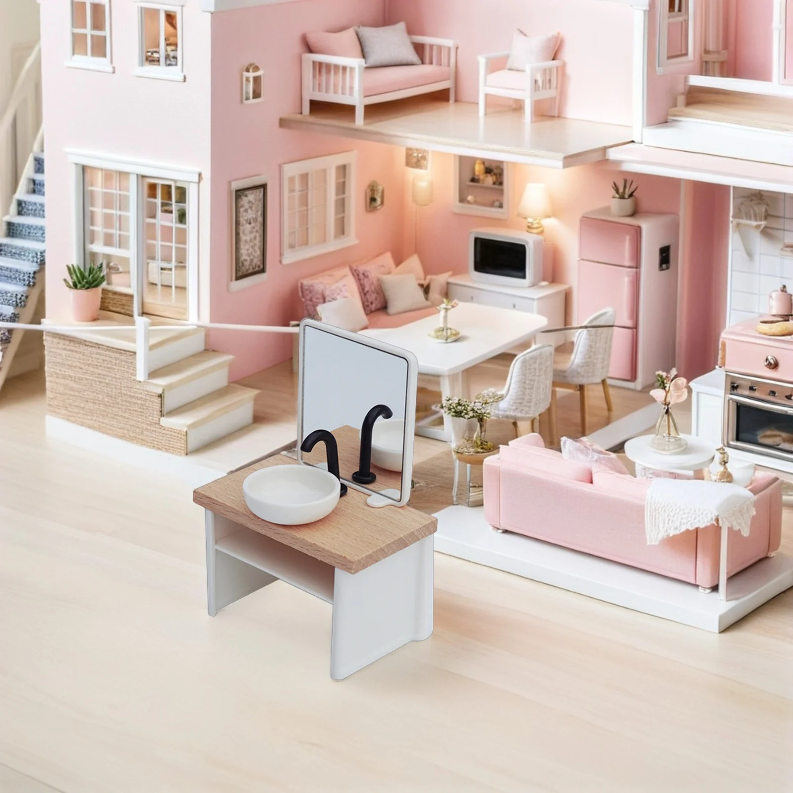 1 Set Mini-Badezimmer-Zubehör-Set: Realistisches Puppenhaus-Möbelset im Maßstab 1:12 für Rollenspiele, Eltern-Kind-Verbindung,