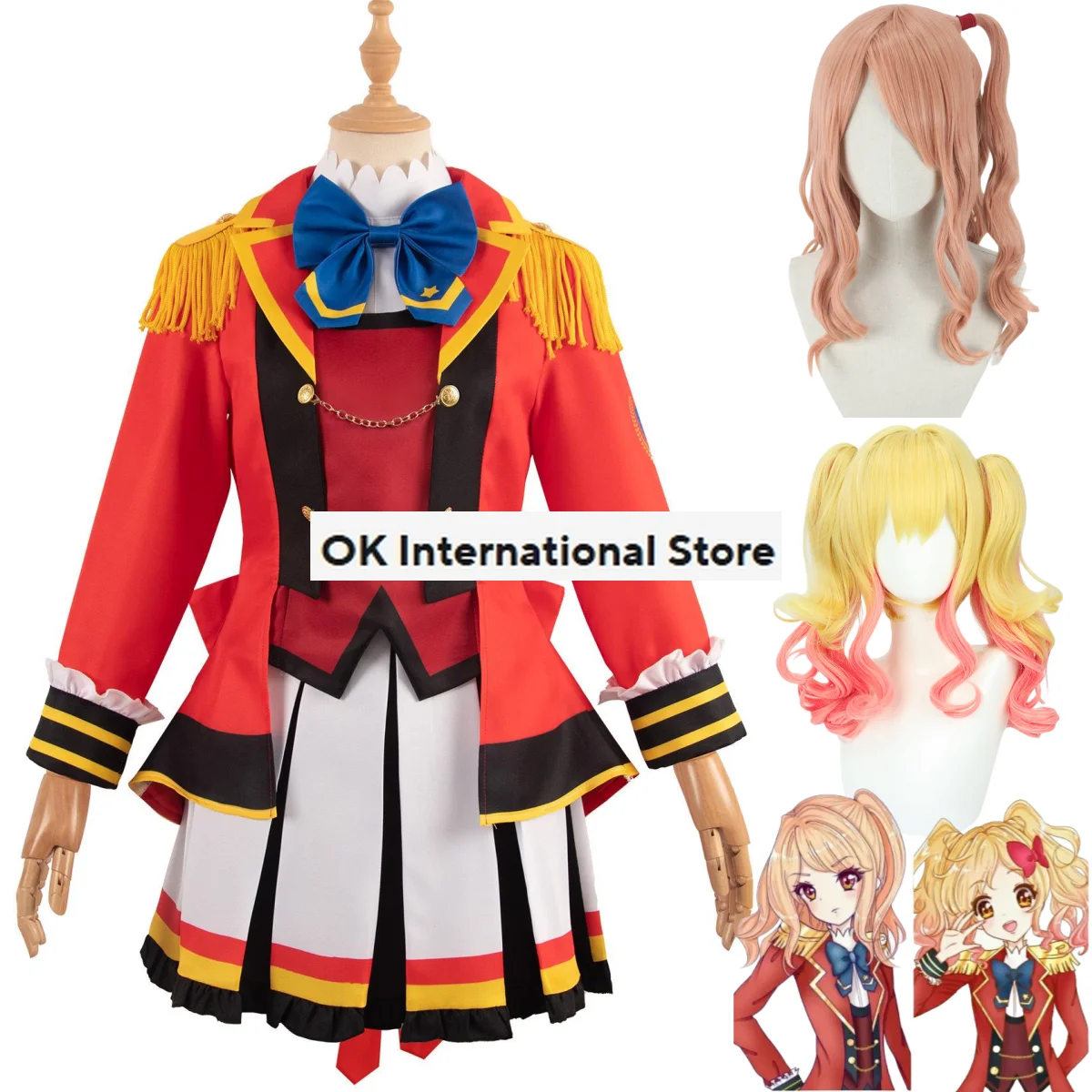 Anime Aikatsu STARS Nijino Yume Kasumi Mahiru Cosplay Costume Star4 Wig Red Uniform Skirt Woman Kawaii Carnival Christmas Suit