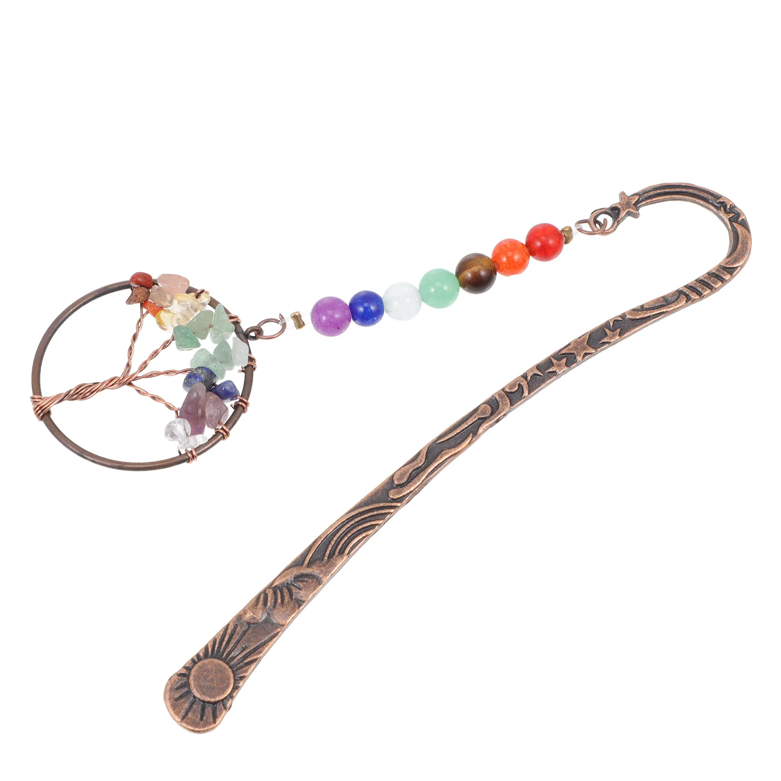 

Seven Chakra Stone Bookmark Gift Exquisite Students Gem Brass Decorative Office Supply