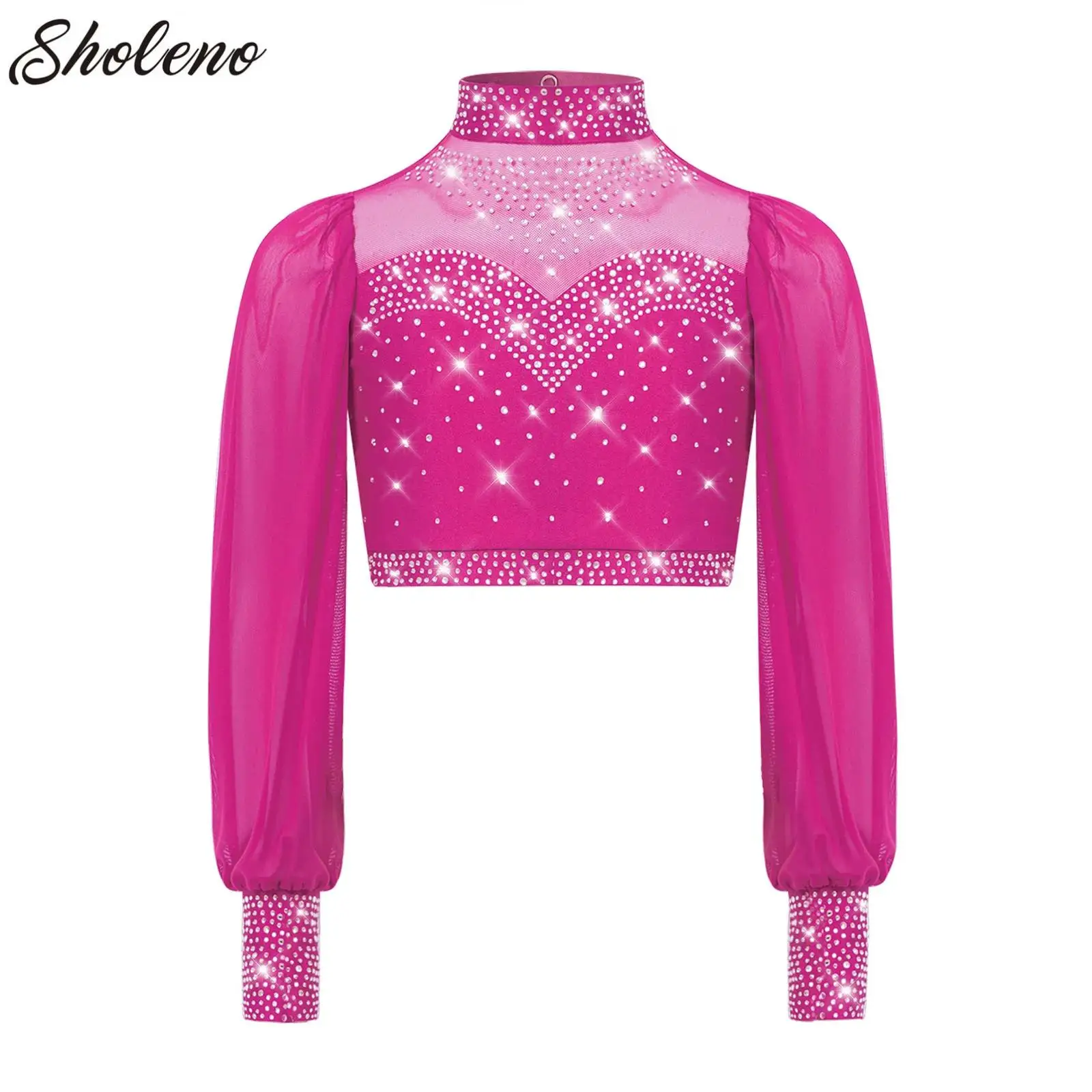 

Kids Girls Long Sleeves Crop Tops Ballet Jazz Classical Dance T-shirt Cropped Top Costume Cheer Gymnastics Performance Dancewear