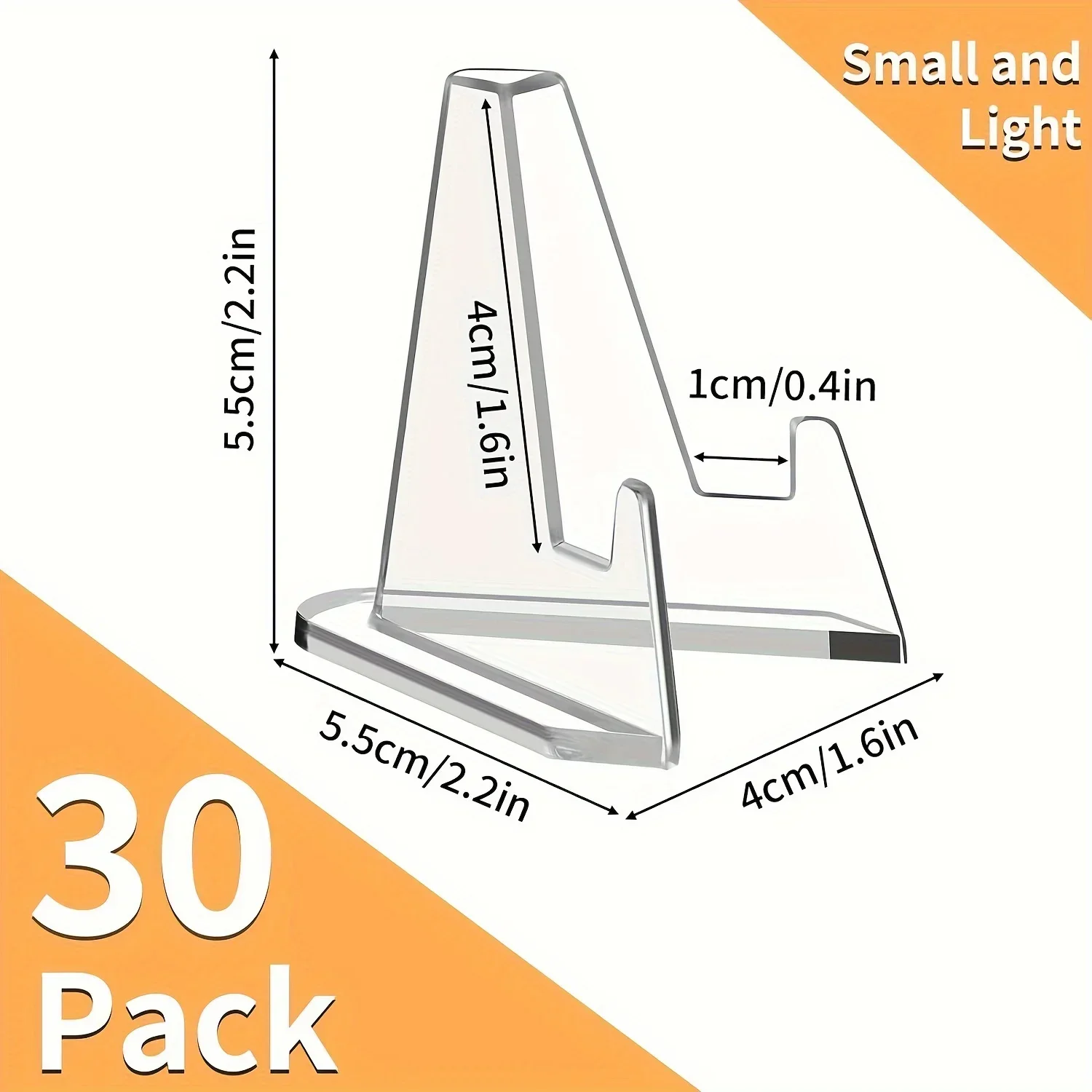 30PCS Clear Acrylic Triangle Display Stand Holder Transparent Display Stand Household Showing Holder for Card Photo Shell Coin