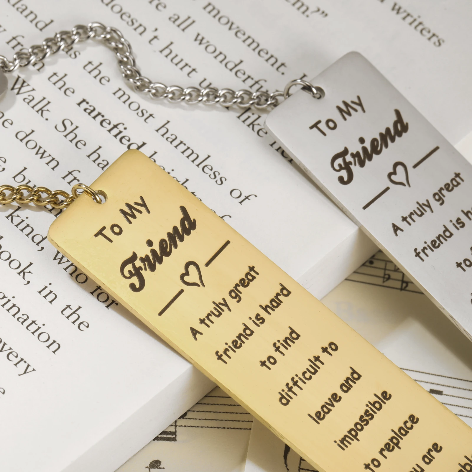 Lemegeton Customized Bookmarks Engraved Text Logo Rectangle Tag Pendant Stainless Steel Jewelry Men Women Personalized Gifts
