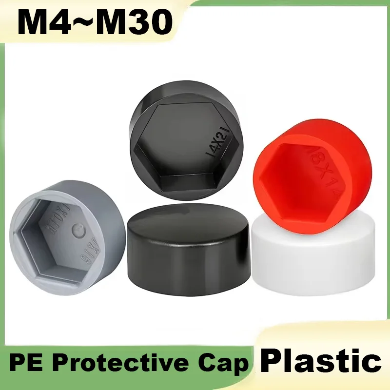 Plastic Protective Cap M4 M5 M6 M8 M10 M12 M14 M16 M18 M20~M30 PE Nut Cap Cover Hexagonal Screw Decorative Cap Dust-Proof Cover