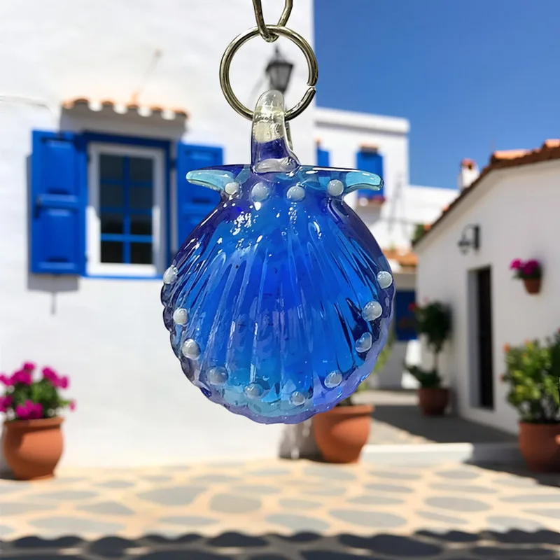 Colorful Mini Sea Shell Glass Pendant Dopamine Cute Marine Life Charm DIY Craft Jewelry Making Accessories for Handmade Lovers