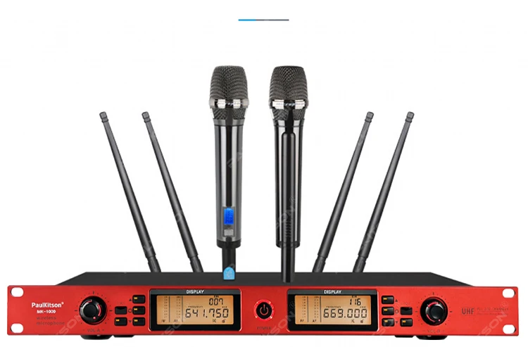 Paulkitson MK-1000 True Diversity Drahtloses Mikrofonsystem 640-690MHz Dual-Handmikrofon UHF Stabiles Signal für Karaoke Live – Detail 11