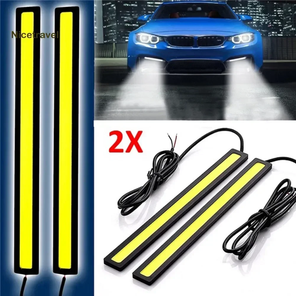 2 barras de luz universais para carro, 17cm, à prova d'água, led, faixa de luz cob, para corrida de carro, lâmpada diurna, novo