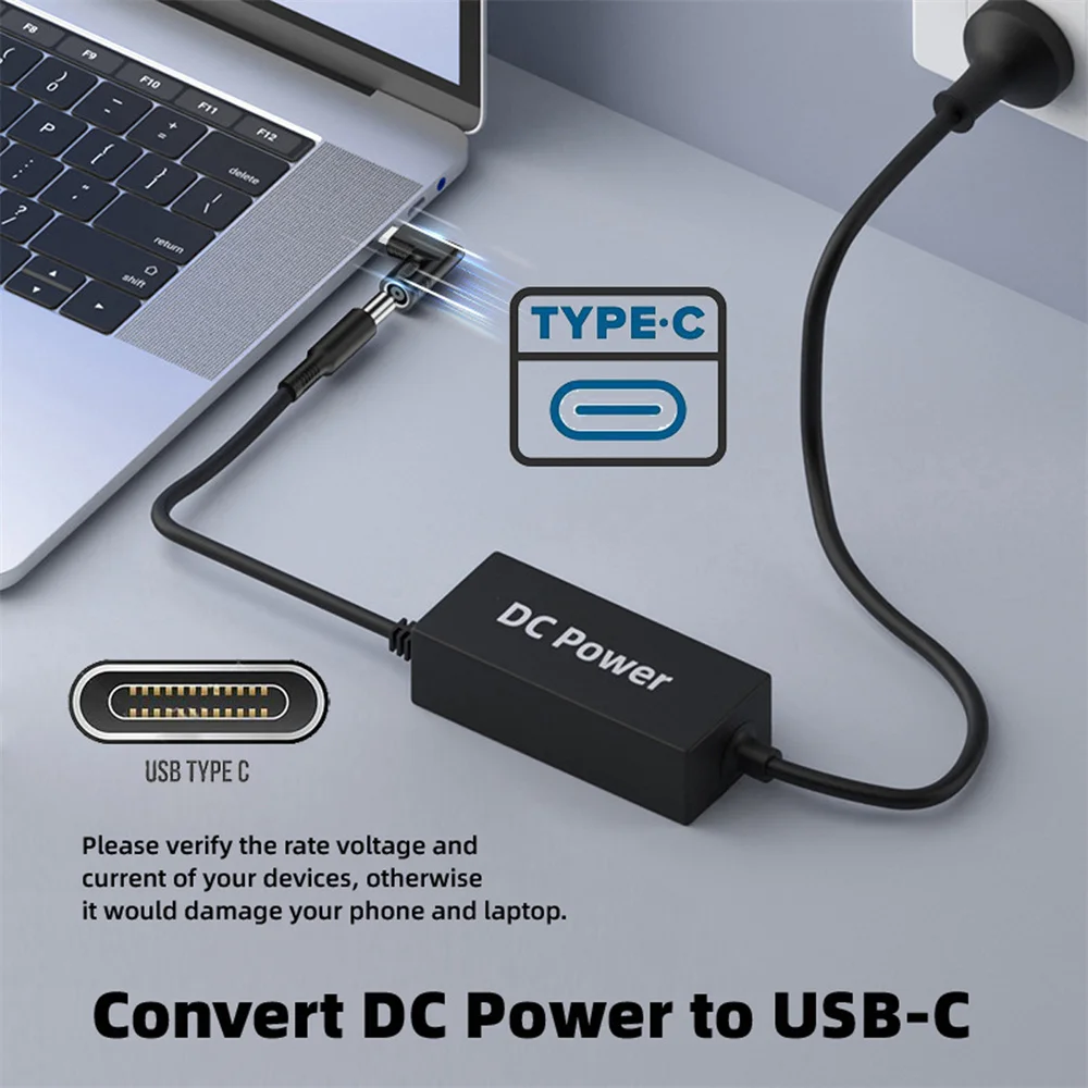 Adaptador CableCC-carga para telefone portátil, 140W, 100W DC Jack, entrada 4.5x3.0mm para USB-C, tipo-C, 90 graus angular, plugue de alimentação