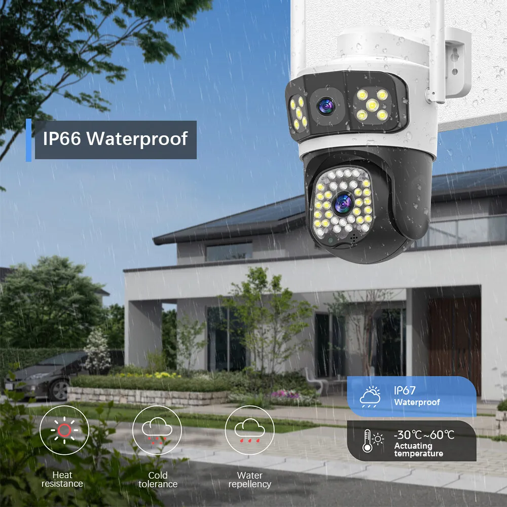 Linook,dual lens CCTV camera,PTZ360 for mobile viewing,WiFi camera AI for mobile detection,IP66 waterproof,wireless CCTV camera