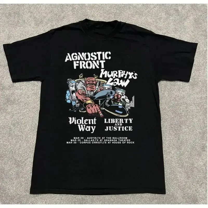Agnostic Front Murphy's Law Violent Way T Shirt Black S 2345XL