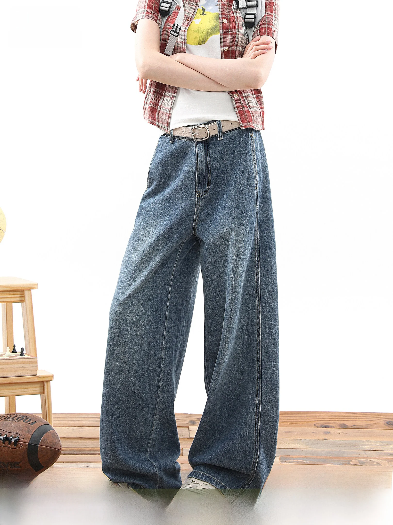 

BEETLE TOWN Women's Wide Leg Denim Jeans Summer New Moisture Wicking Quick Dry Skin-friendly Pants Natural Waist Butto...