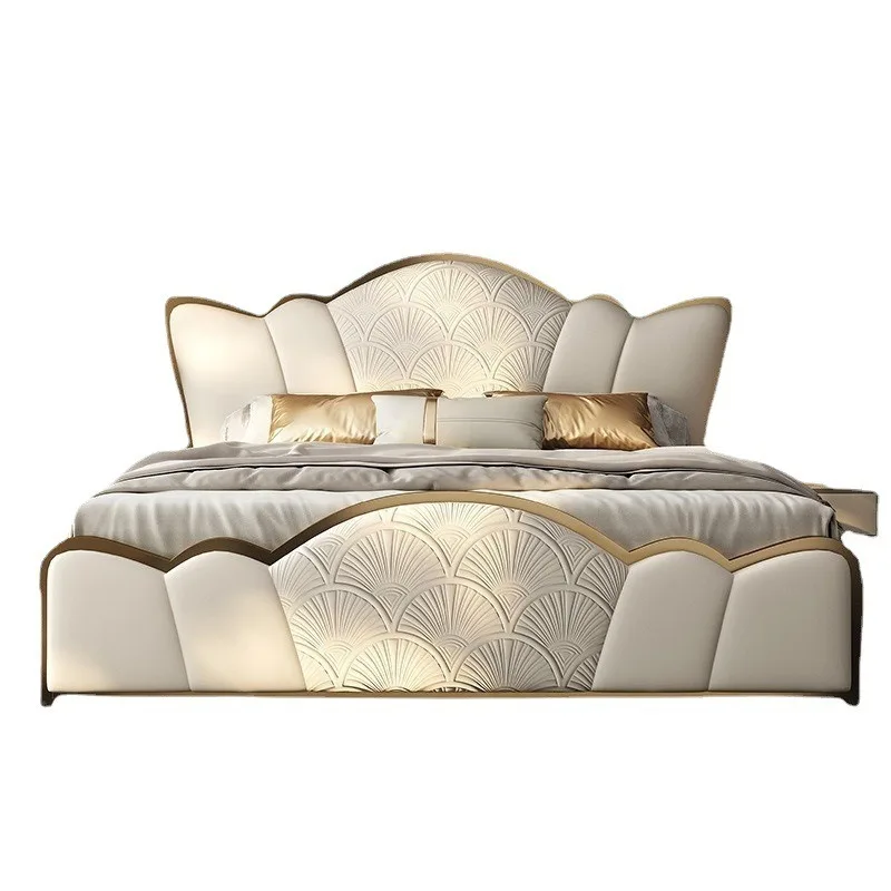 

Modern light luxury Internet celebrity master bedroom simple box high-end wedding 2 meters double bed leather