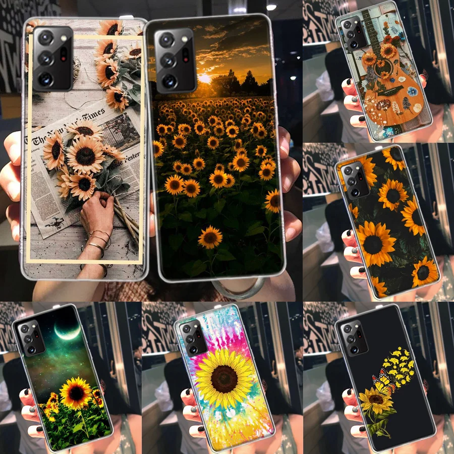 Beautiful yellow sunflower Phone Case For Galaxy Samsung S22 Plus S21 S24 Ultra Clear S20 S23 FE S10 S10E S9 S8 Cover Pattern Ca