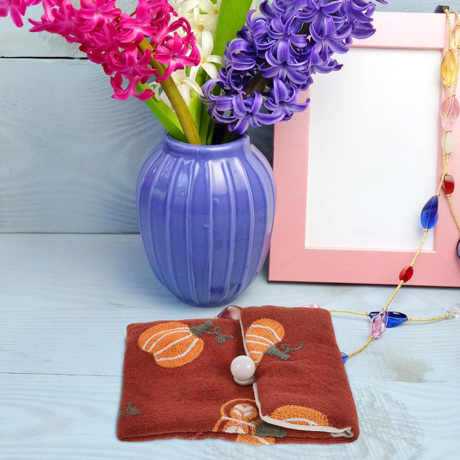 

Red Embroidered Cotton Linen Jewelry Pouch Small Travel Storage Bag for Accessories Drawstring Coin Purse Women's Organizer