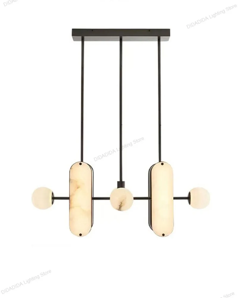 

Luxury Rectangular Snowflake Marble Chandelier Lamp Brass Black Lustre Dimmable Lighting for Villa Restaurant Ceilings