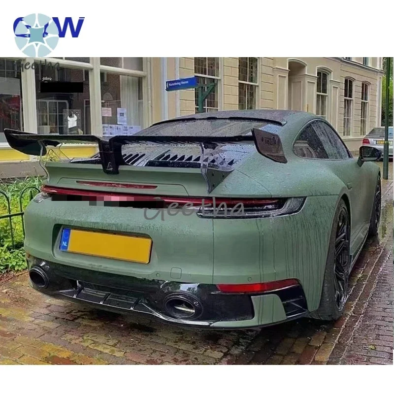 For 2018+Porsche 911 992 Carbon Fiber Trunk Spoiler Car Specific TC Style Carbon Fiber Double-layer Rear Wing Decoration