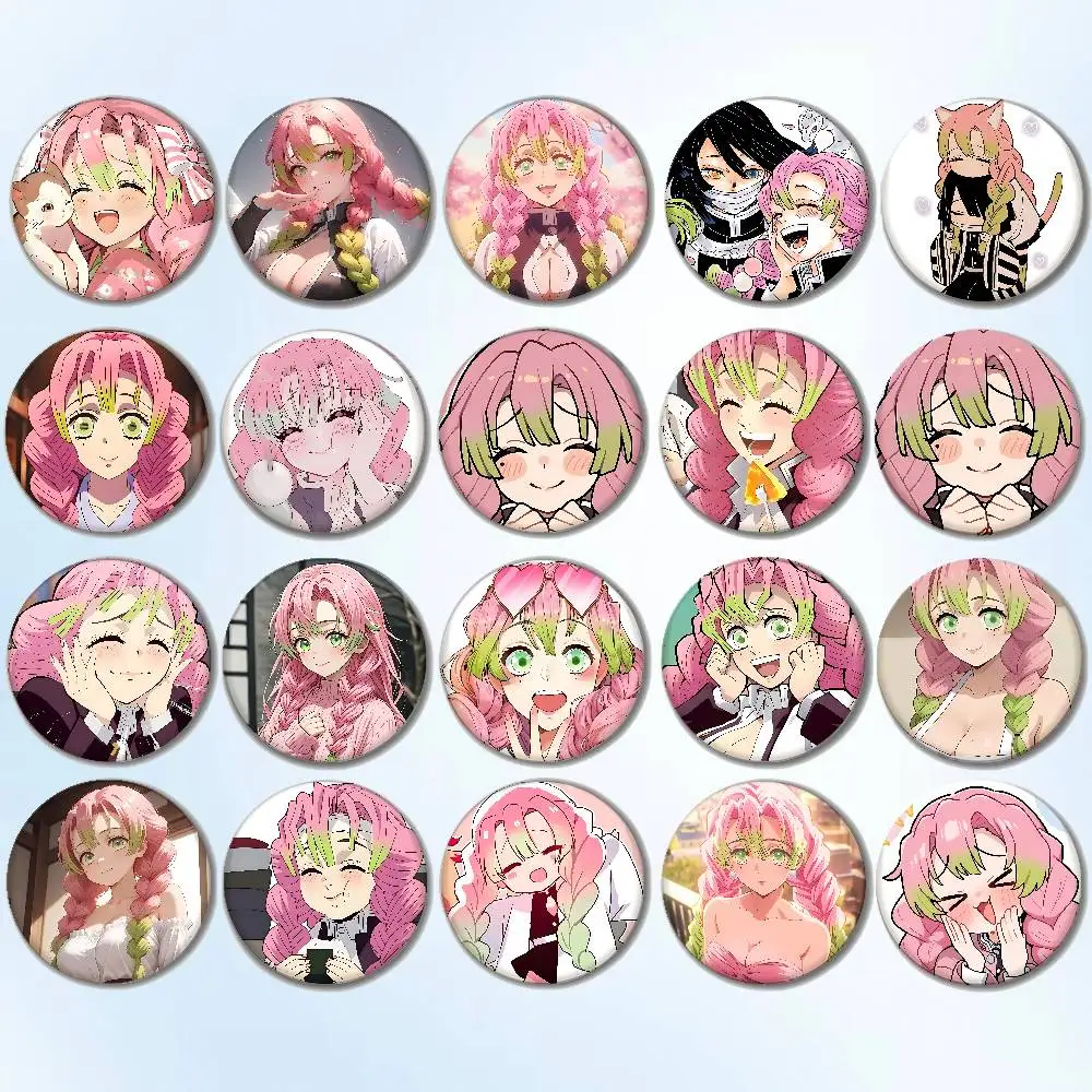 

D-Demon S-Slayer K-Kanroji M-Mitsuri Badges Soft Button Pins Badge Acrylic Round Brooch On Backpack Decor Accessories