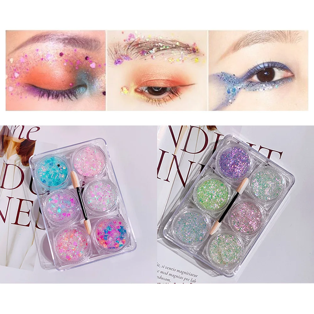 Sequined Gel Eyeshadow Glitter Palette Diamond Eye Makeup Hair Body Face Art Loose Sequins Cream gliter for eyes body shimmer